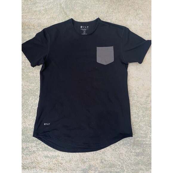 BYLT Drop Cut Lux Crew Neck Shirt Mens Large Athletic Athleisure S/S Gym Pocket - Picture 1 of 5